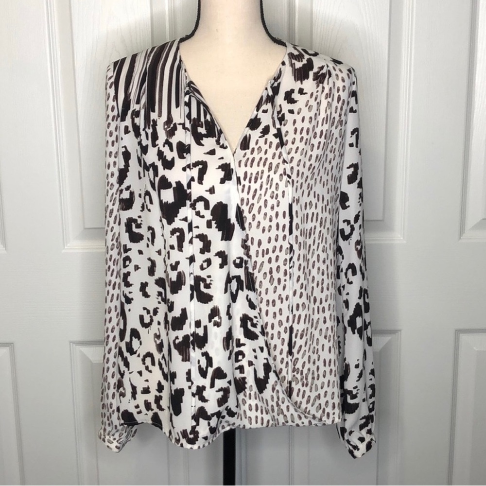 CAbi Animal Print Faux Wrap Top STYLE #590